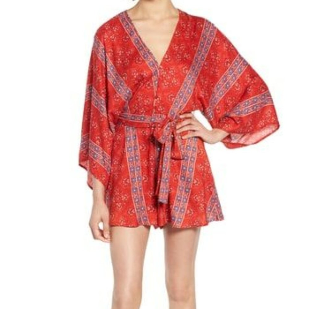 Red and Blue Printed Romper from Nordstrom - Size Small